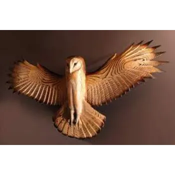 Barn Owl wood sculpture 